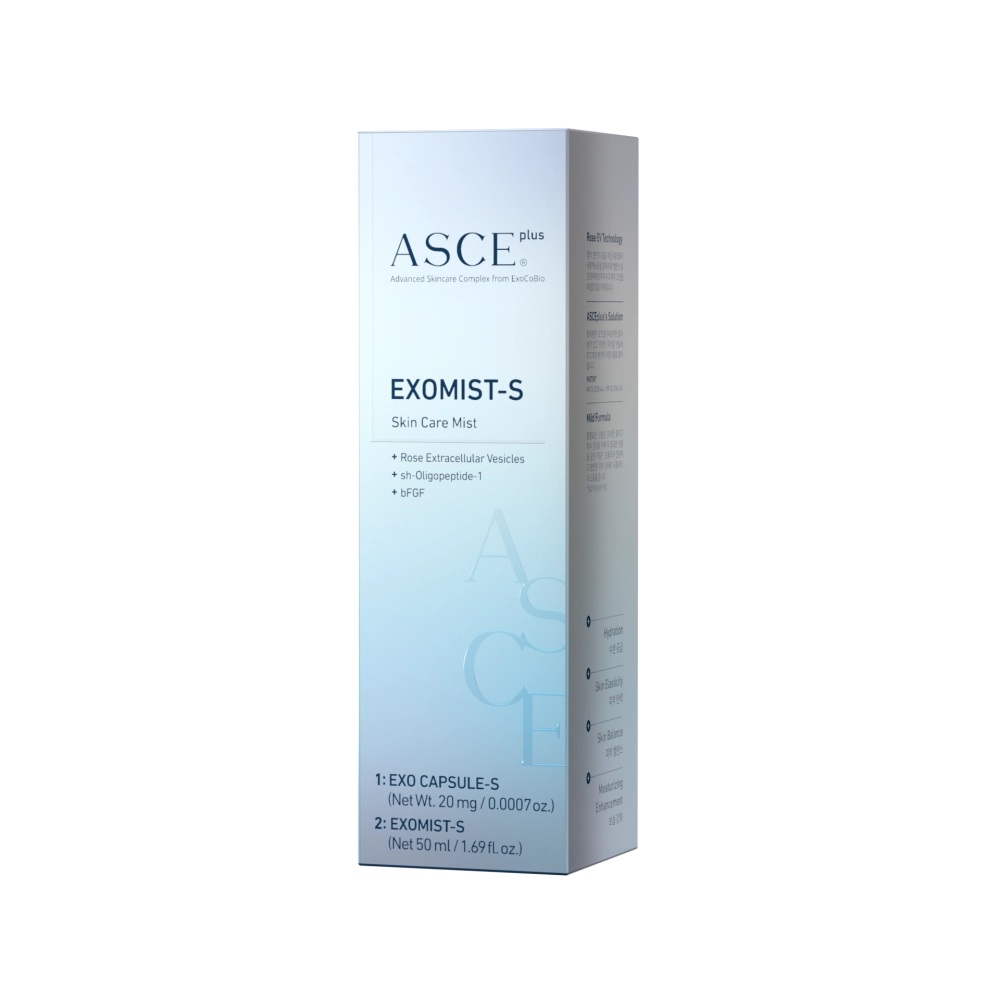 ASCEplus EXOMIST-S - мист с екзозоми от Rosa Damascena, меден пептид GHK-Cu, ниацинамид и витамин C за регенерация, anti-age грижа и сияен тен